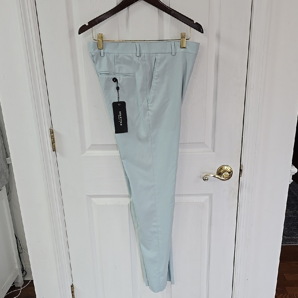 NWT Selected Homme Dress Pants Trouser Light Green Skinny Size 30R 32L